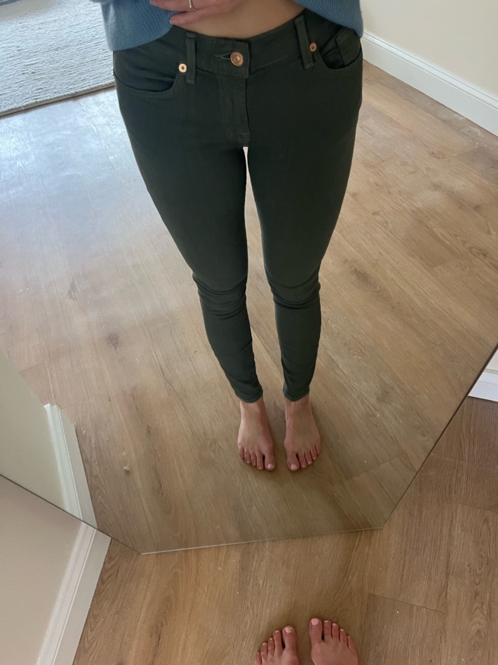 7 For All Mankind green skinny jeans